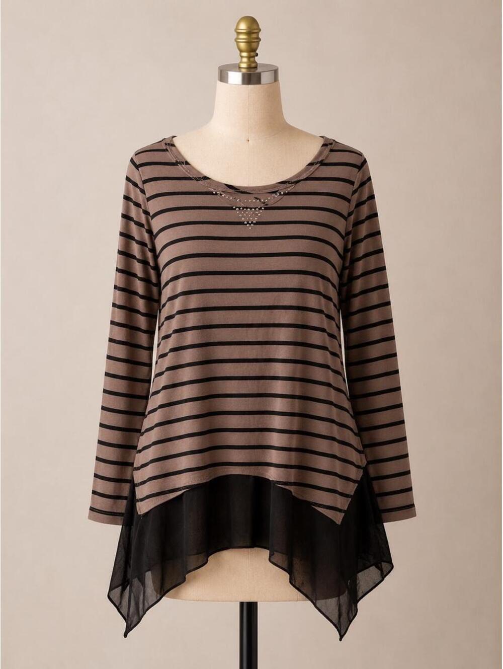 Vintage French Laundry striped asymmetrical hem top